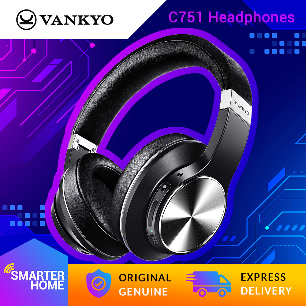 VANKYO C751 Hybrid Active Noise Cancelling Headphones, Over Ear Wireless Bluetooth Headphones with CVC 8.0 Mic, Deep Bass, Hi-Fi Sound, 30H Playtime Headset for Adults, TV, Online Class, Home Office